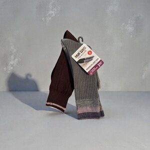 Muk Luks Women's Gray and Dark Brown Casual Socks